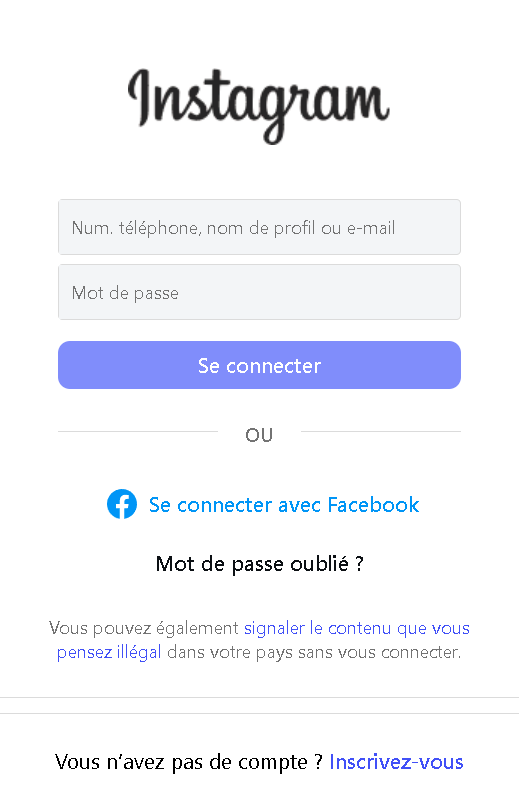 Connexion Instagram