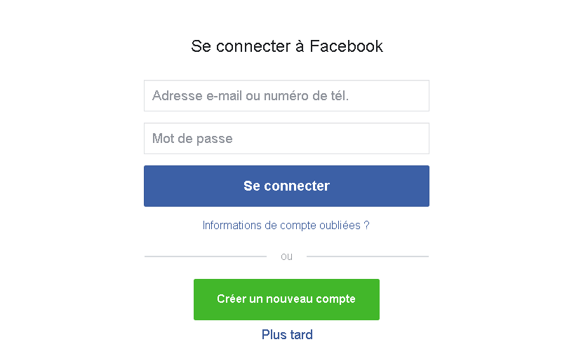 Connexion Facebook