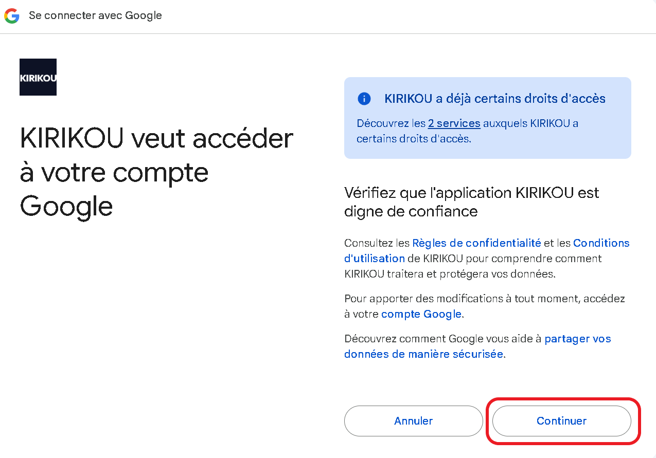 Autorisation YouTube approuvée par Google